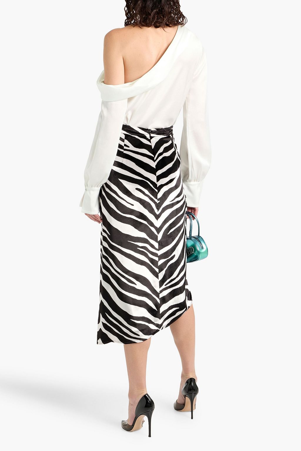 SIMKHAI Alice one-shoulder draped satin-crepe top