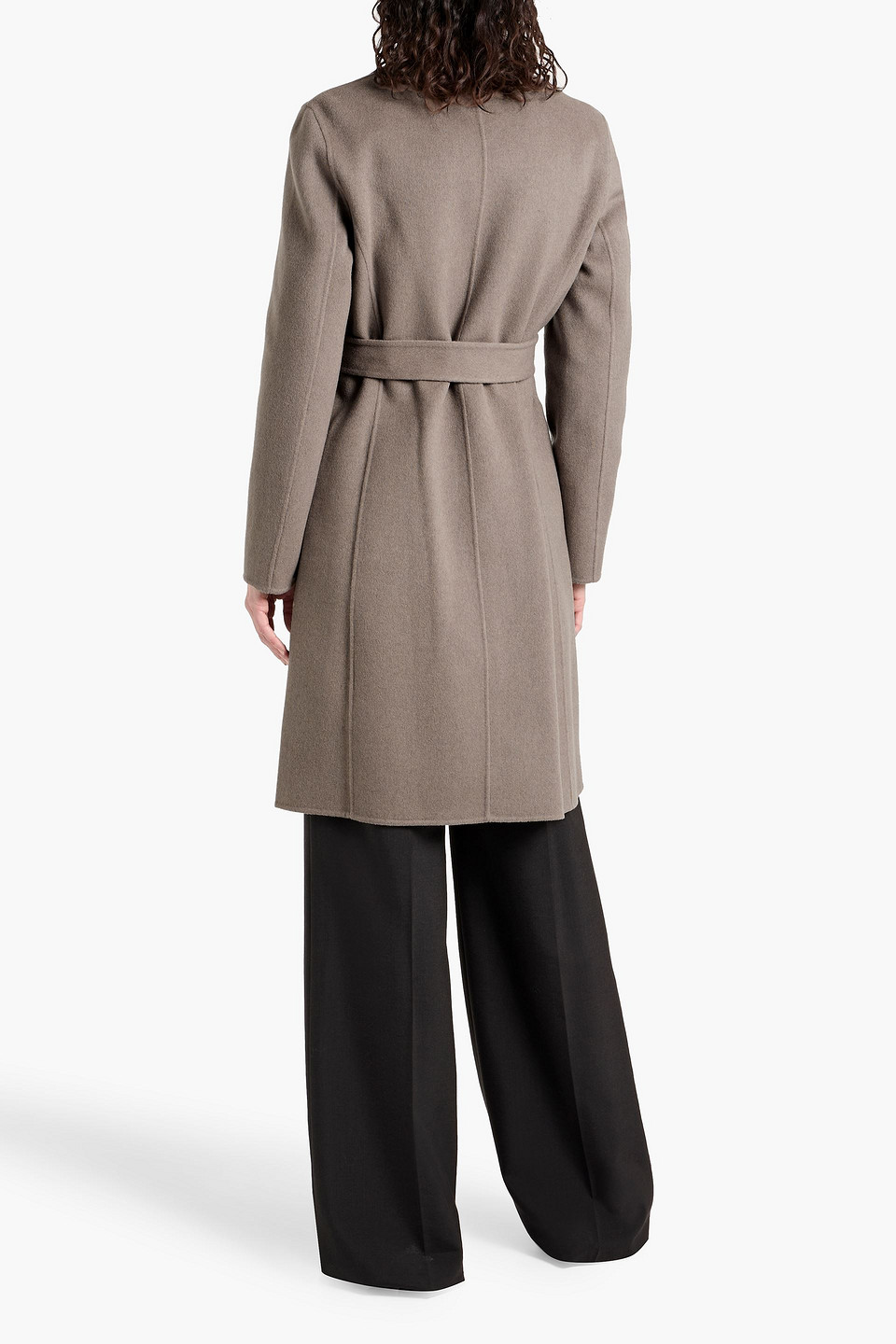 Theory Belted Wool And Cashmere-blend Felt Coat In Brown