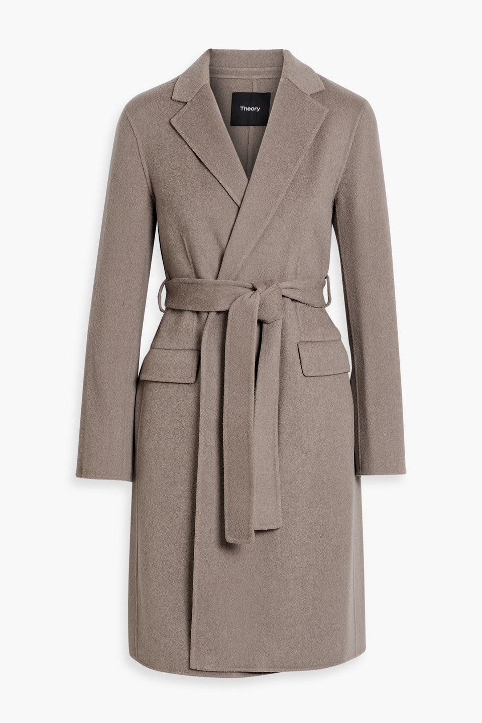 Theory Belted Wool And Cashmere-blend Felt Coat In Brown