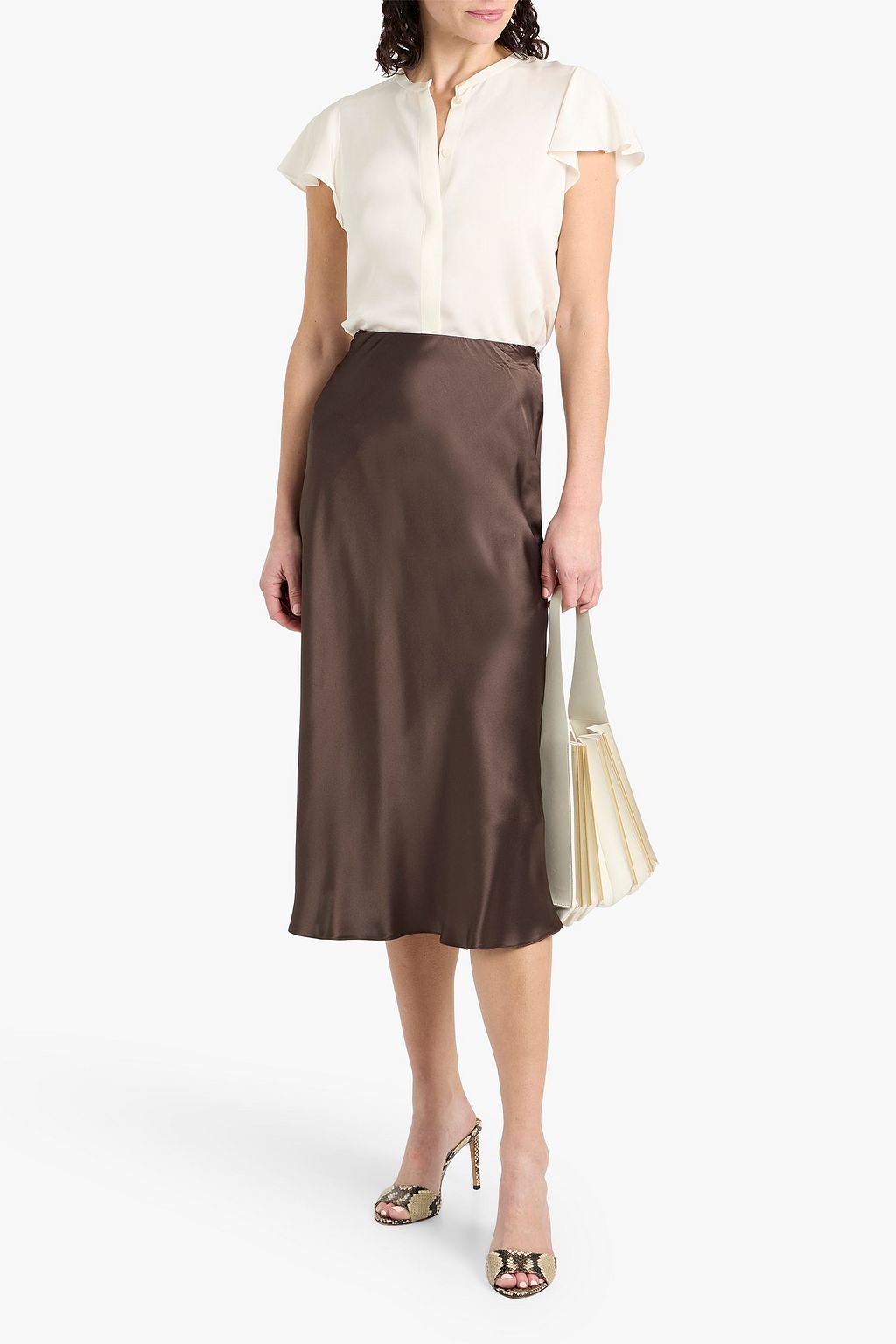 THEORY Ruffled silk crepe de chine top