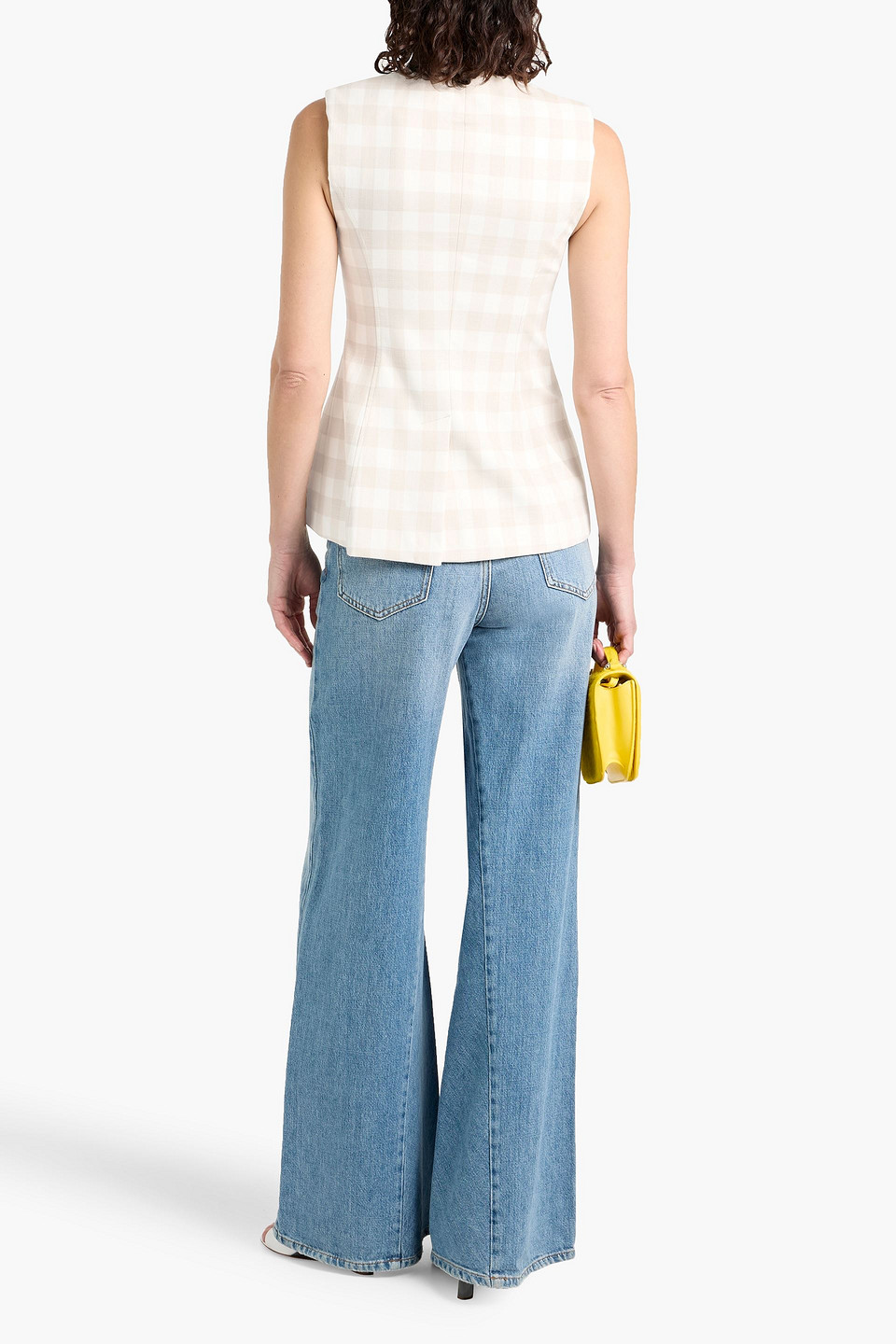 Simkhai Womens Calliope Check Woven Vest Sand Gingham In Sand