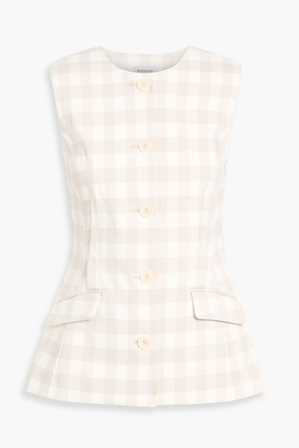 Simkhai Womens Calliope Check Woven Vest Sand Gingham In Sand