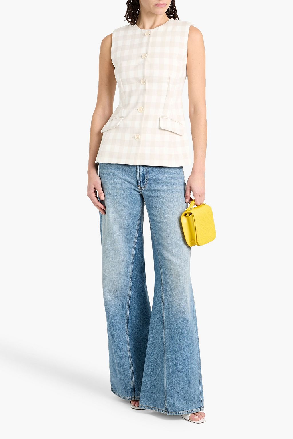 SIMKHAI Calliope gingham woven vest