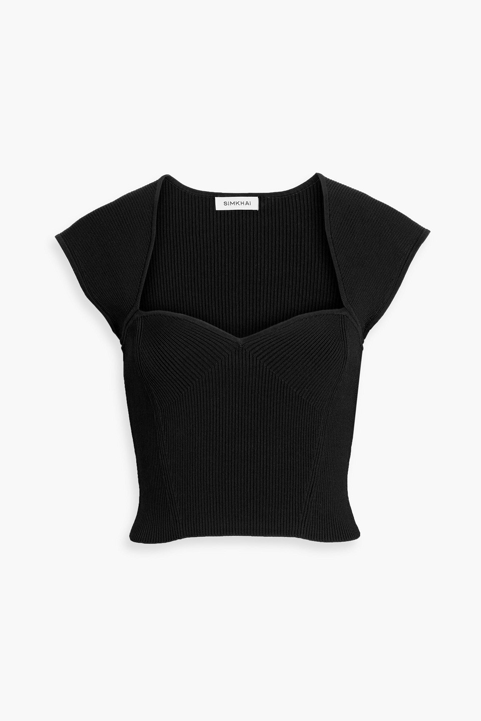 Simkhai Abia Cropped Ribbed-knit Top In Black