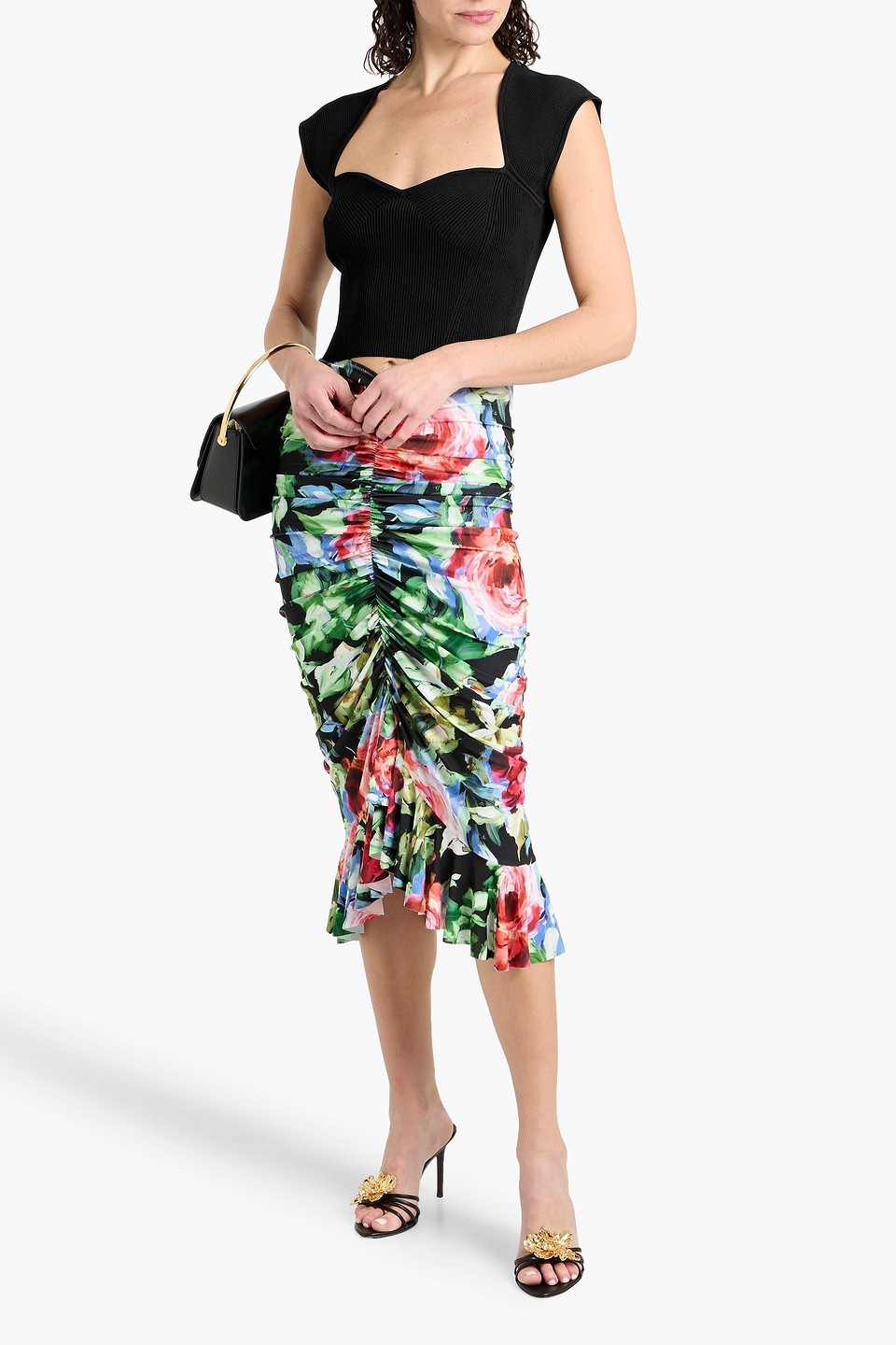 Simkhai Abia Cropped Ribbed-knit Top In Black