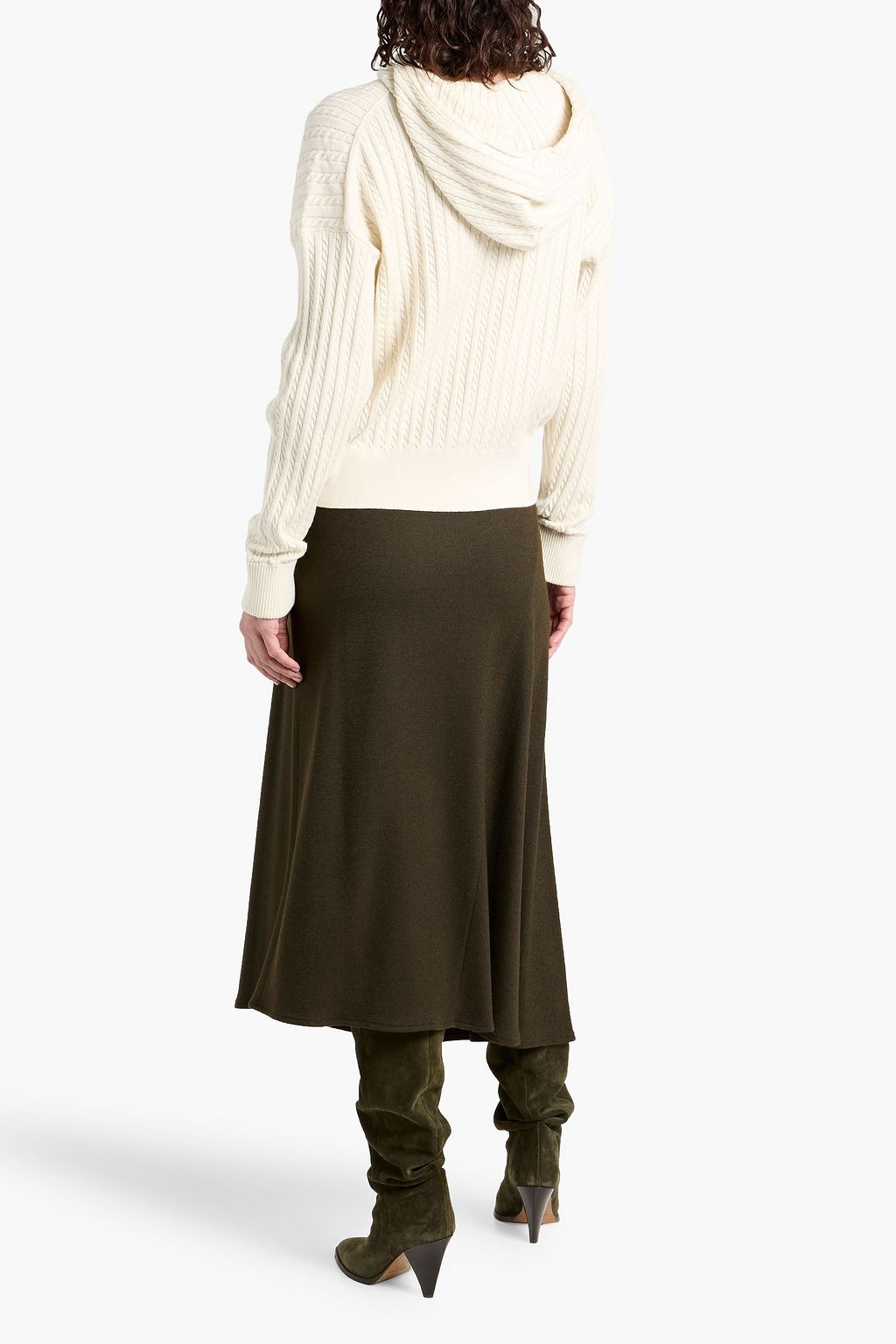 SIMKHAI Cable-knit cotton and cashmere-blend hoodie