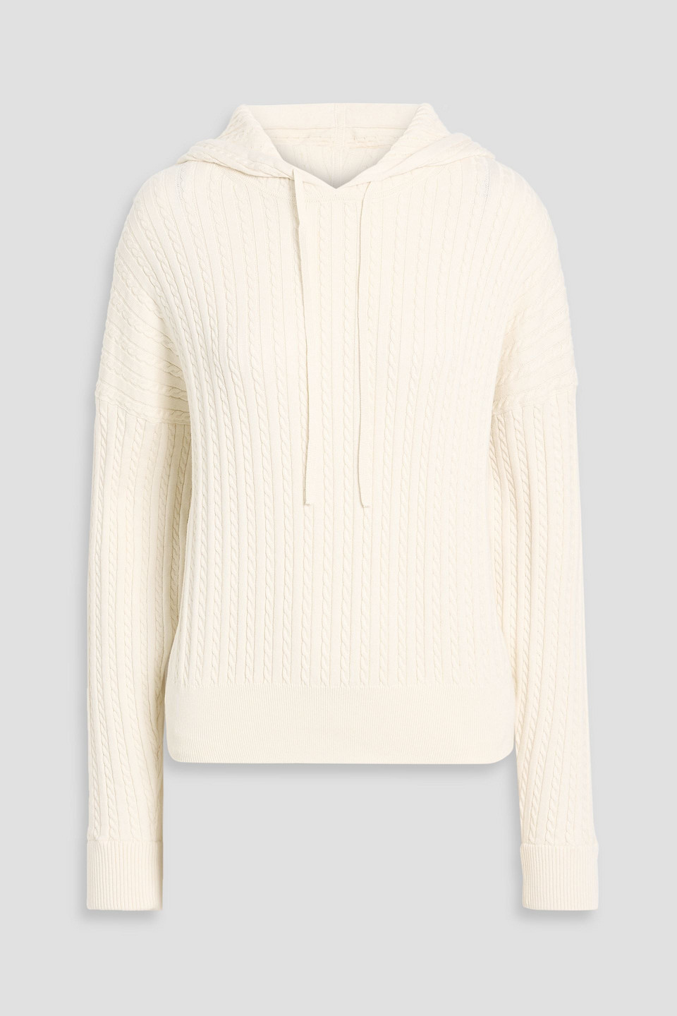 Simkhai Ribbed Cable-knit Cotton And Cashmere-blend Hoodie In White