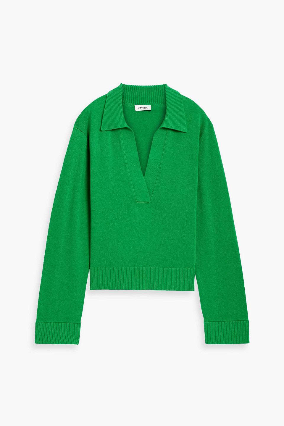 Simkhai Cotton And Cashmere-blend Polo Sweater In Green