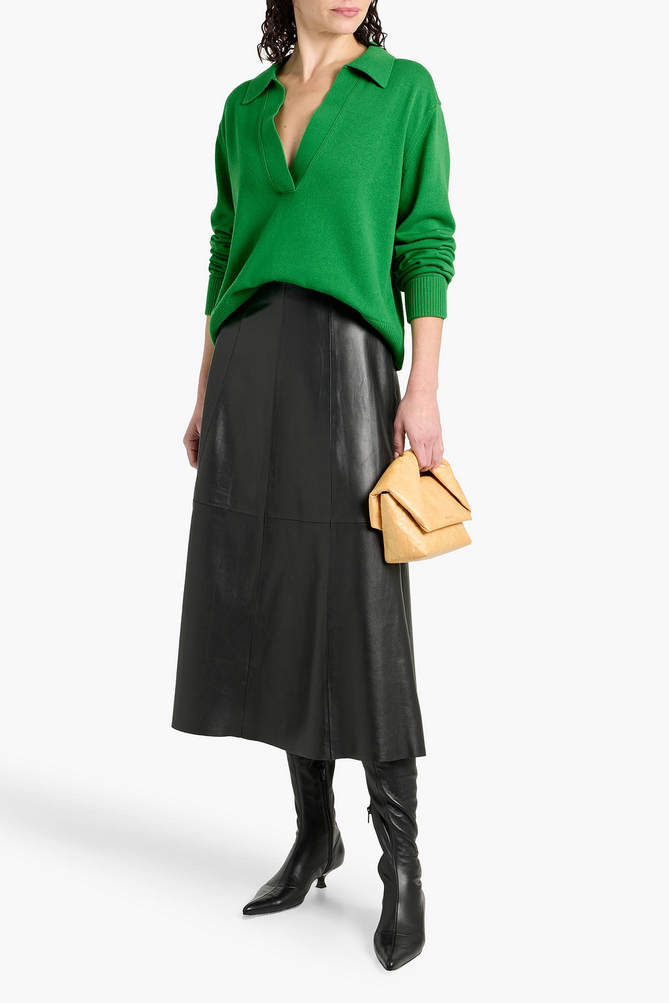 Simkhai Cotton And Cashmere-blend Polo Sweater In Green