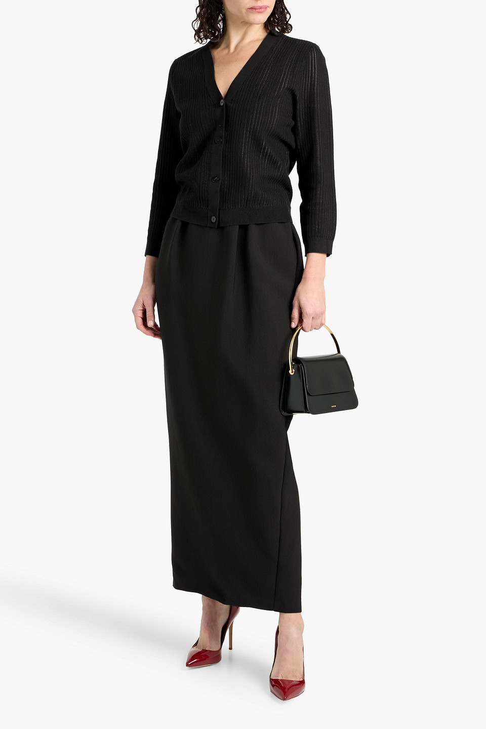 Theory Ribbed Cotton-blend Cardigan In Black