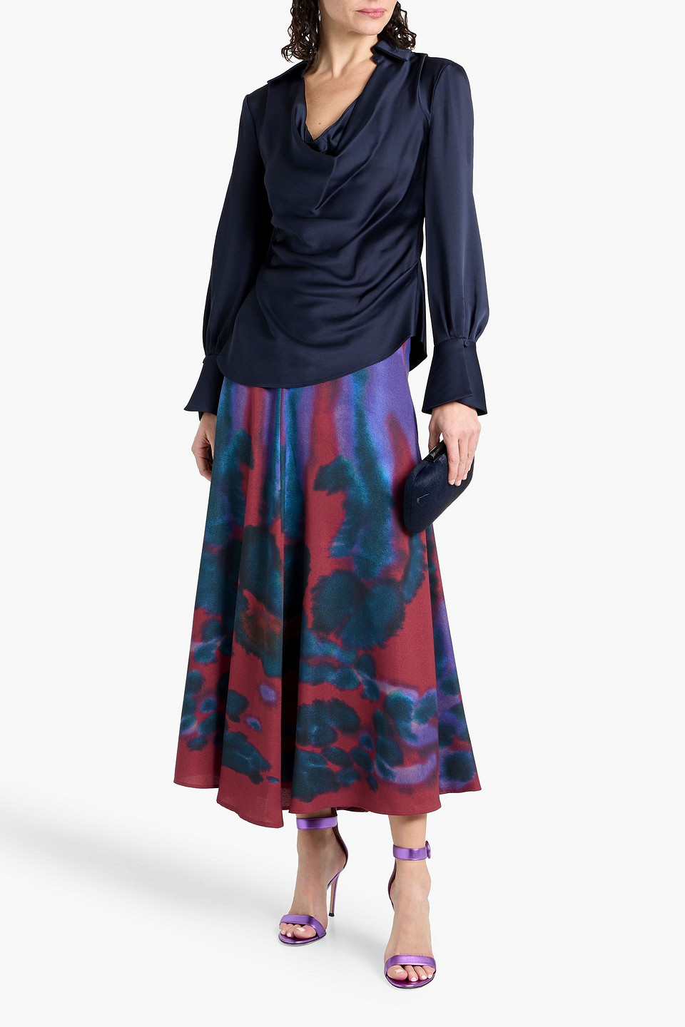 Simkhai Symone Draped Satin-crepe Blouse In Blue