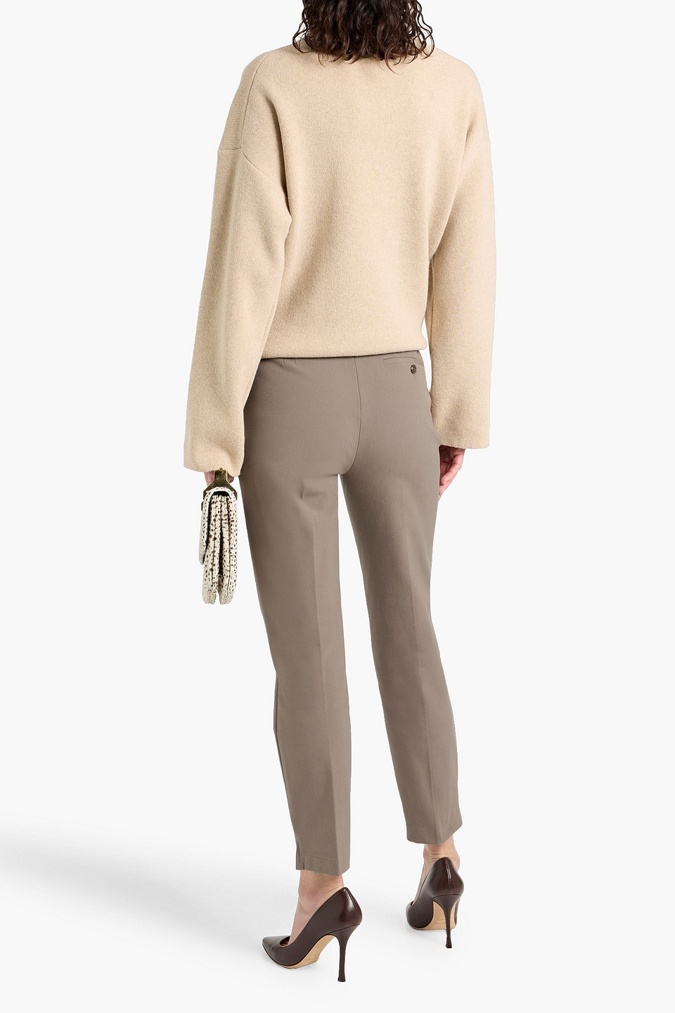 Theory Cropped Stretch Cotton-blend Twill Slim-leg Pants In Blue