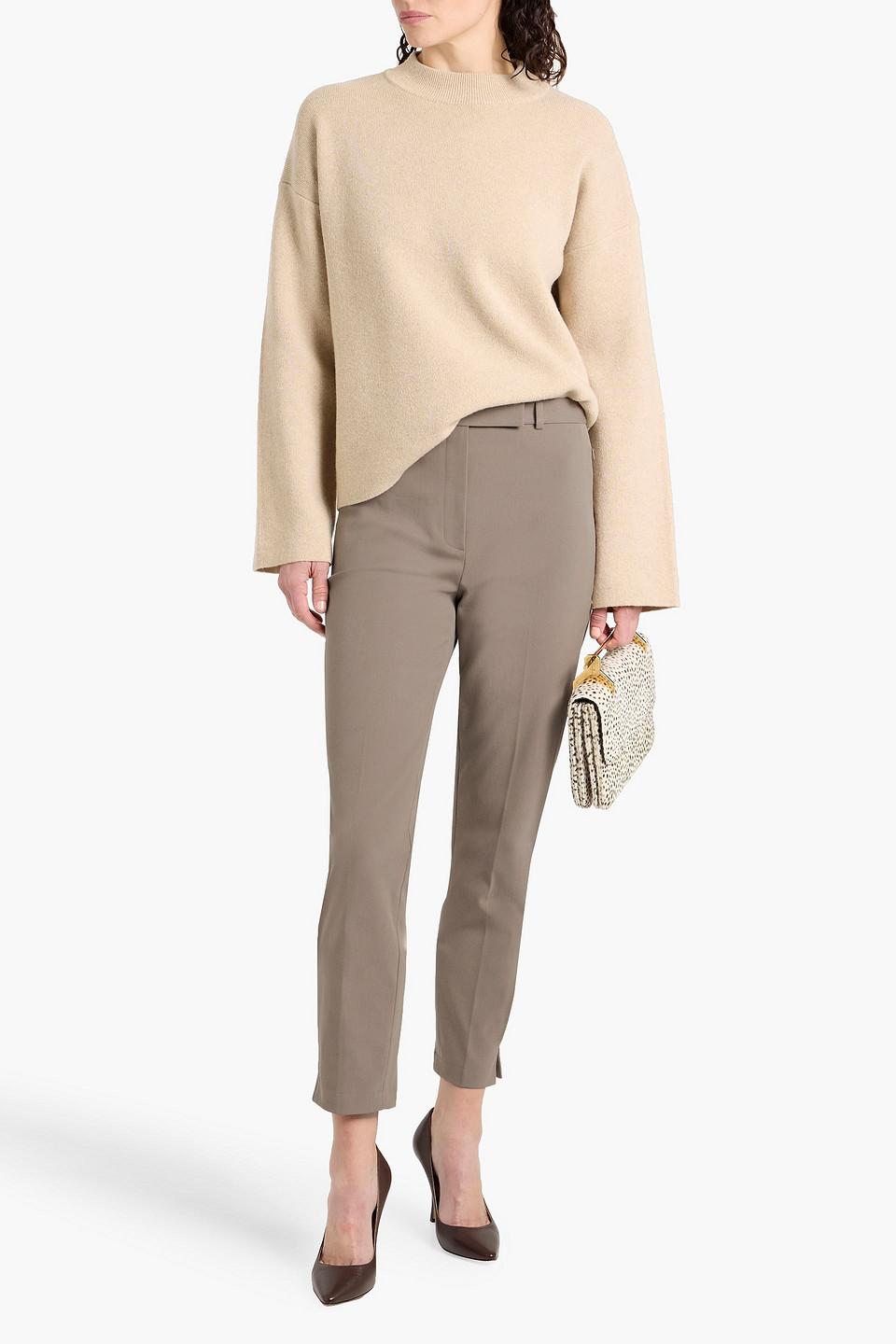 Theory Cropped Stretch Cotton-blend Twill Slim-leg Pants In Blue