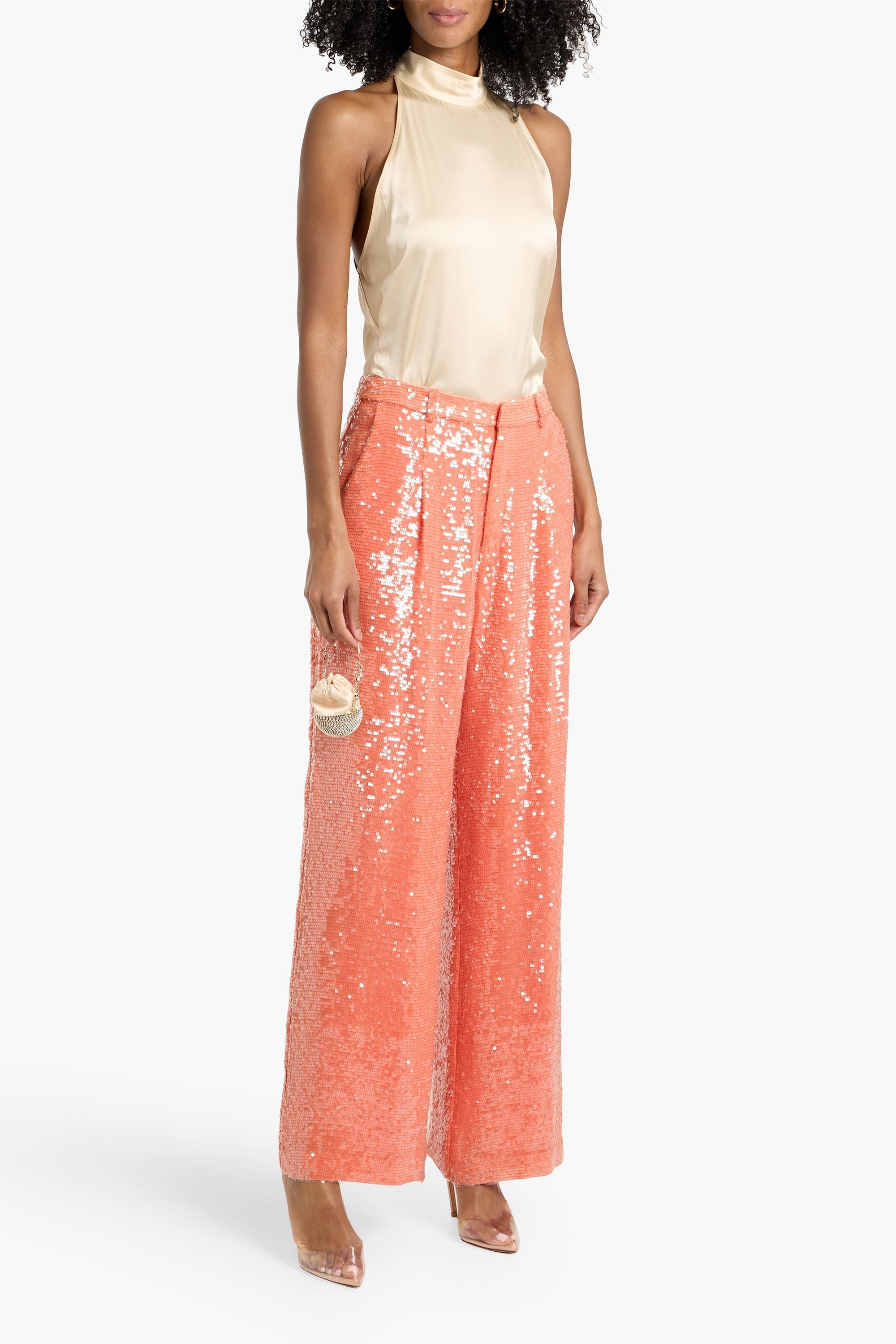 LAPOINTE Sequined chiffon straight-leg pants