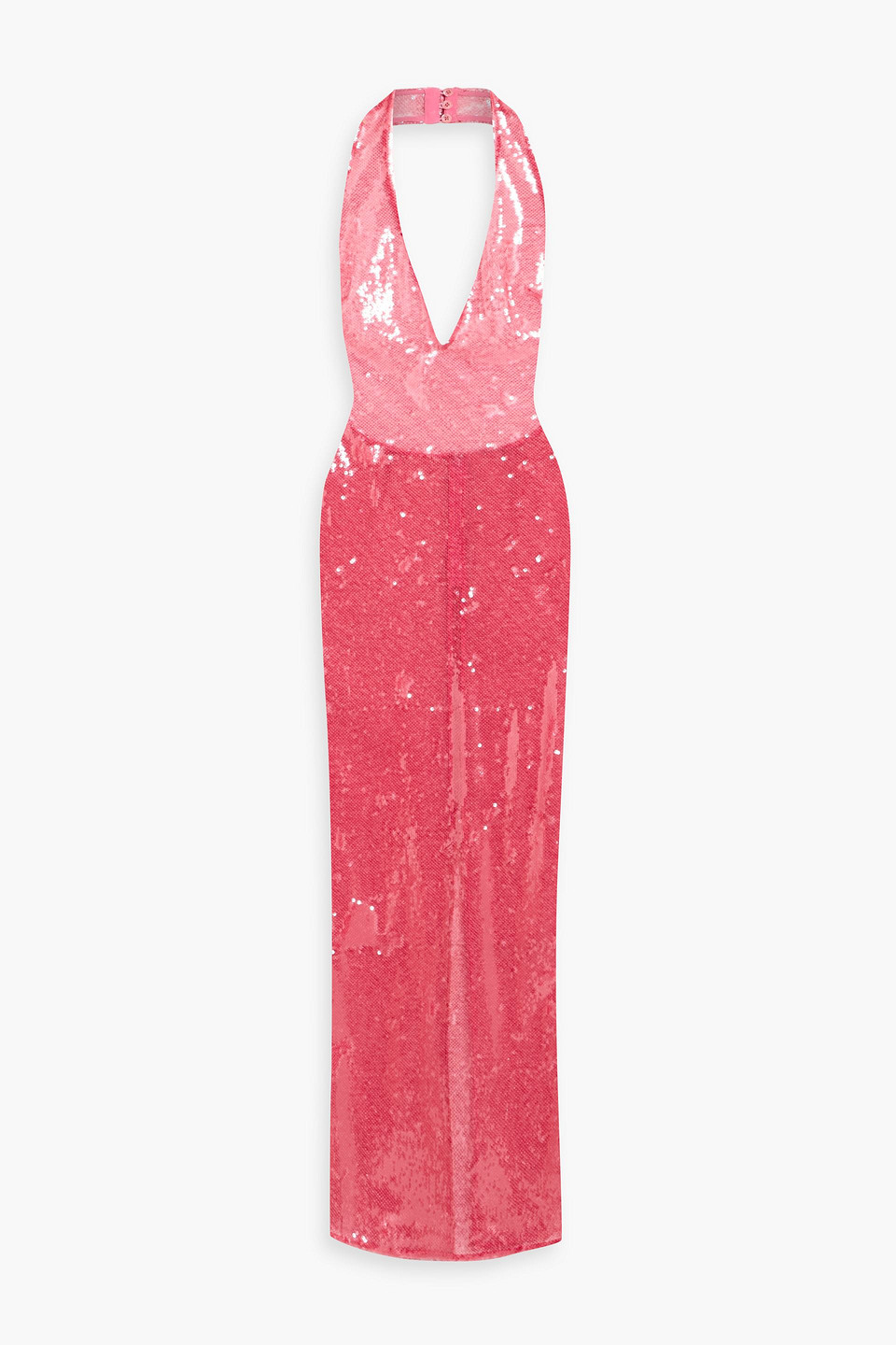 Lapointe Sequined Tulle Halterneck Maxi Dress In Pink