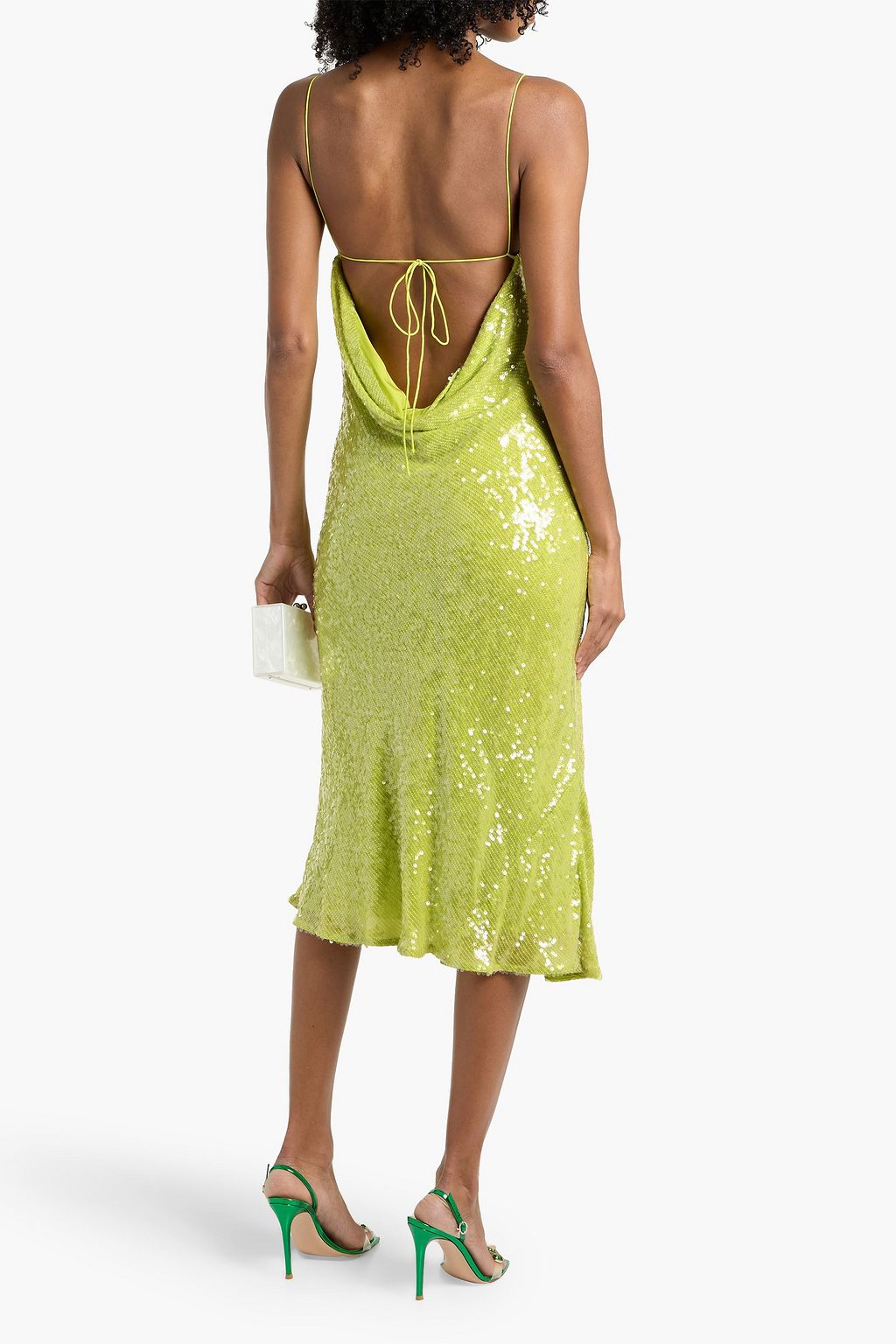LAPOINTE Draped sequined chiffon midi dress