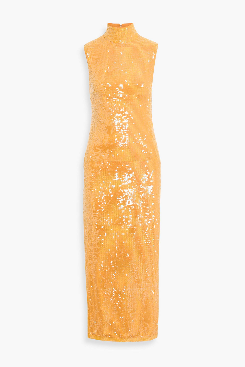 Lapointe Sequined Chiffon Midi Dress In Orange