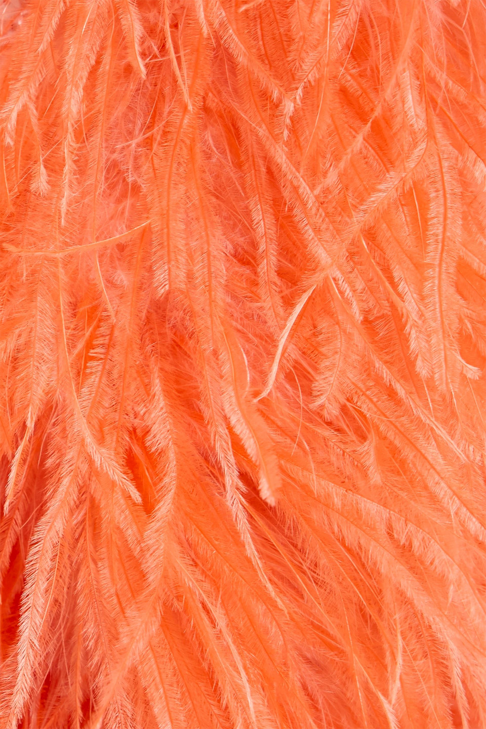 Lapointe Asymmetric Feather-trimmed Sequined Chiffon Top In Orange