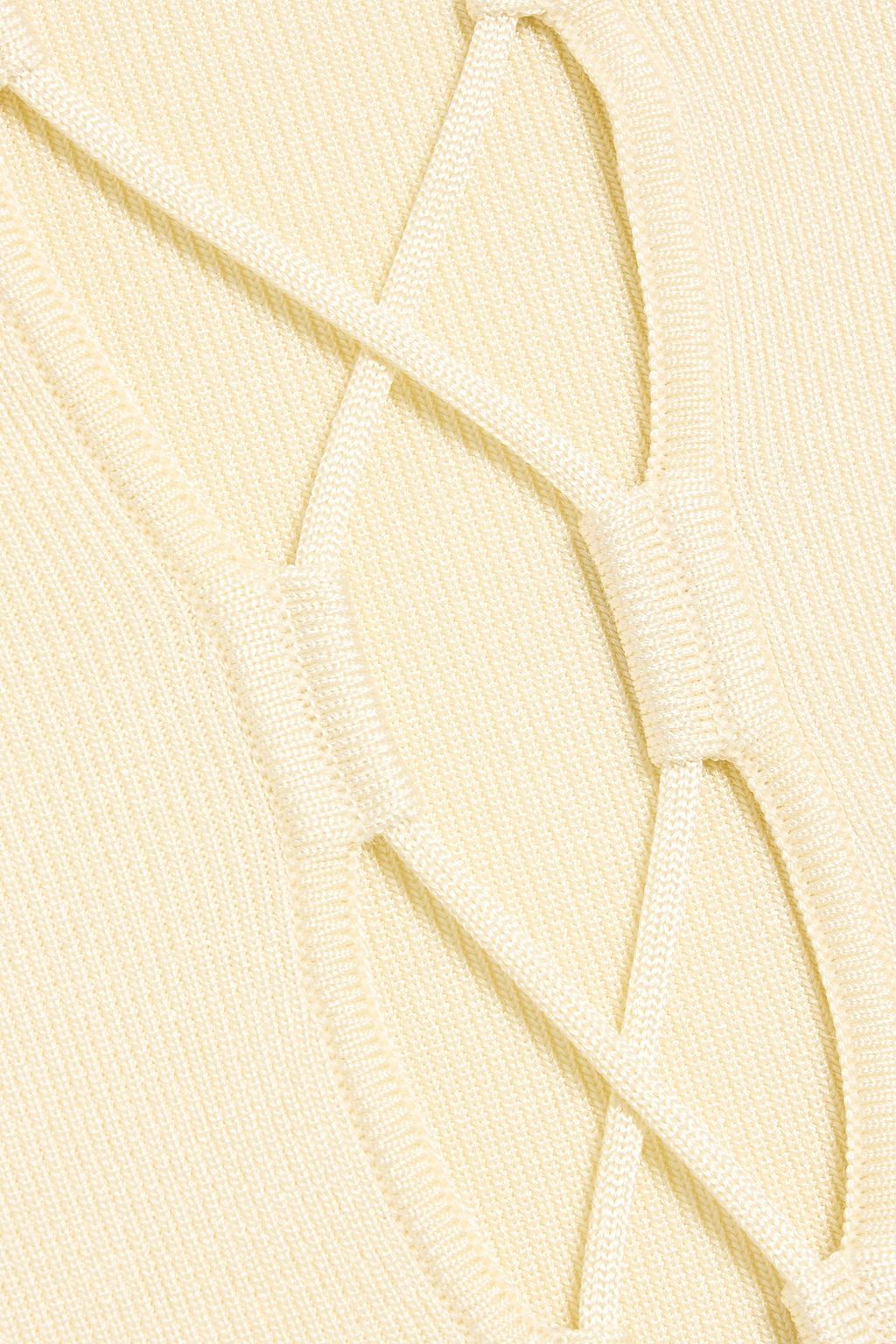 LAPOINTE Lace-up ribbed-knit midi dress