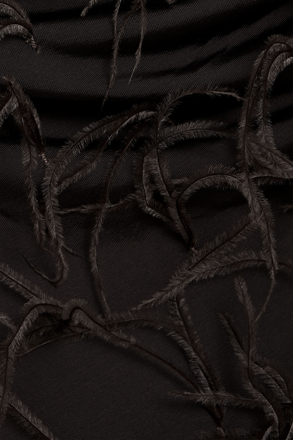 Lapointe Feather-trimmed Ruched Stretch-jersey Mini Dress In Brown