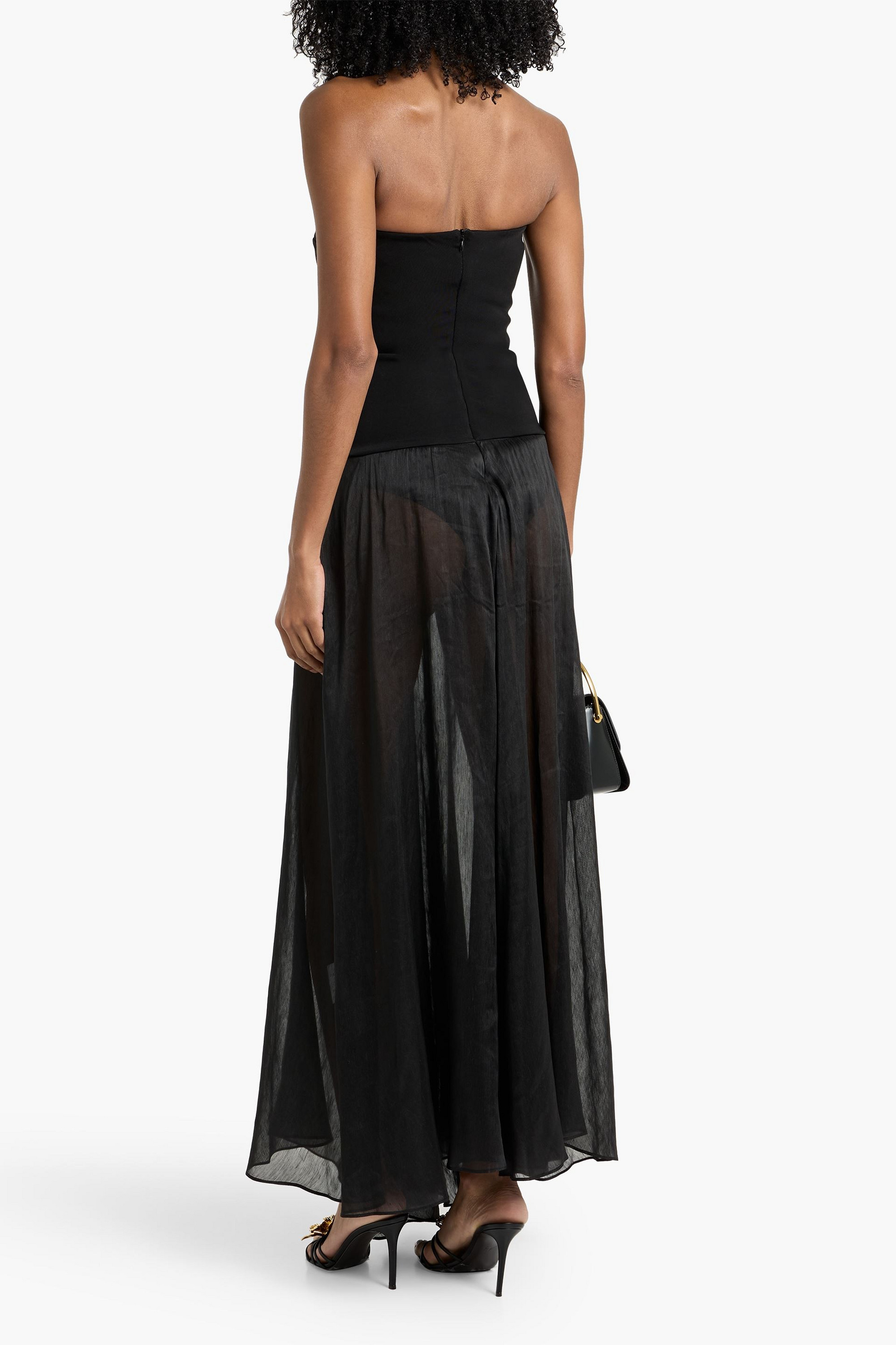 Esse Studios Aire strapless stretch knit-paneled linen and silk-blend maxi dress