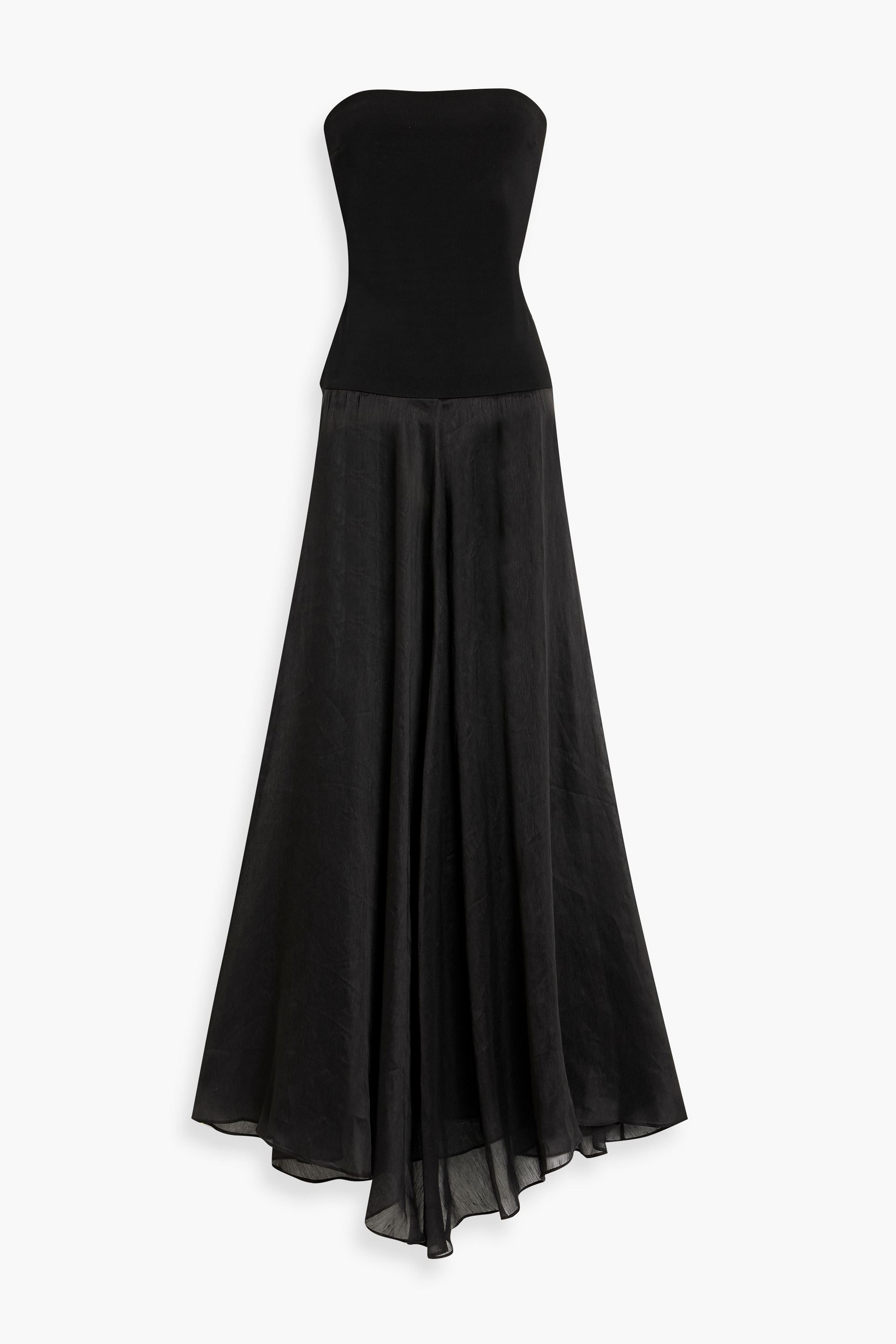 Esse Studios Aire strapless stretch knit-paneled linen and silk-blend maxi dress