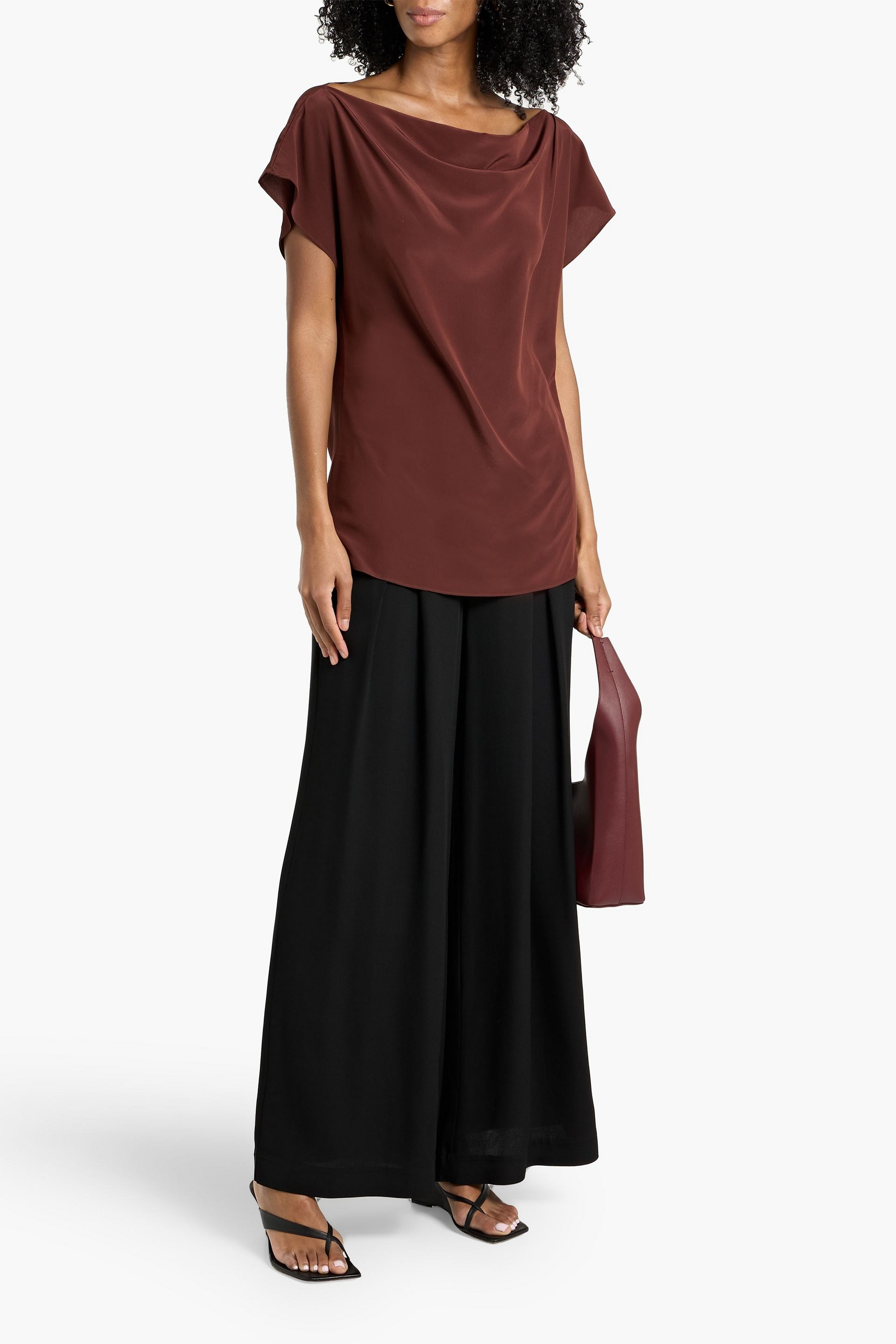 Esse Studios Cepi draped silk crepe de chine top