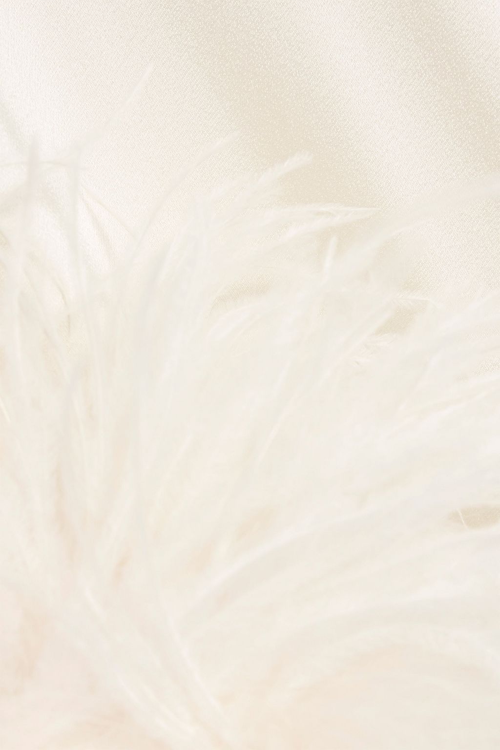 LAPOINTE Cold-shoulder feather-trimmed satin-crepe midi dress