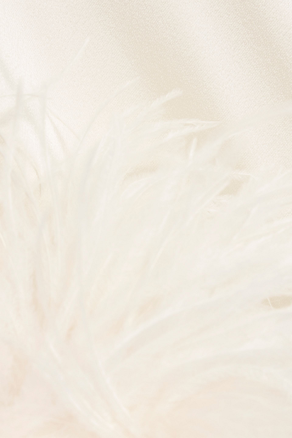 Lapointe Cold-shoulder Feather-trimmed Satin-crepe Midi Dress In White