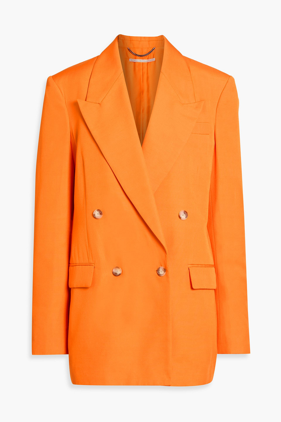 Stella Mccartney Double-breasted Slub Woven Blazer In Orange