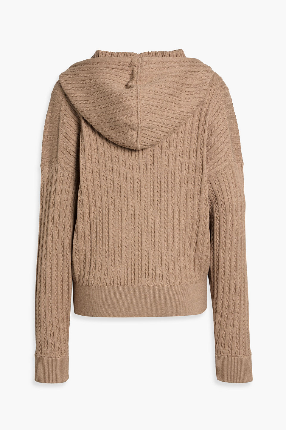 Simkhai Cable-knit Cotton And Cashmere-blend Hoodie In Brown