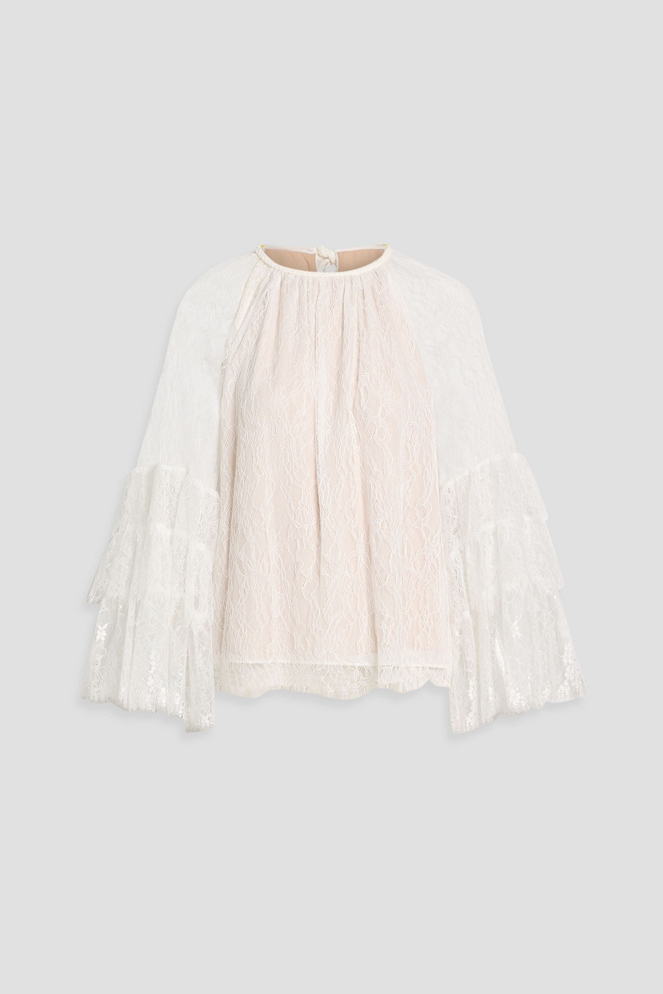 alice olivia - delia lace top - white - l