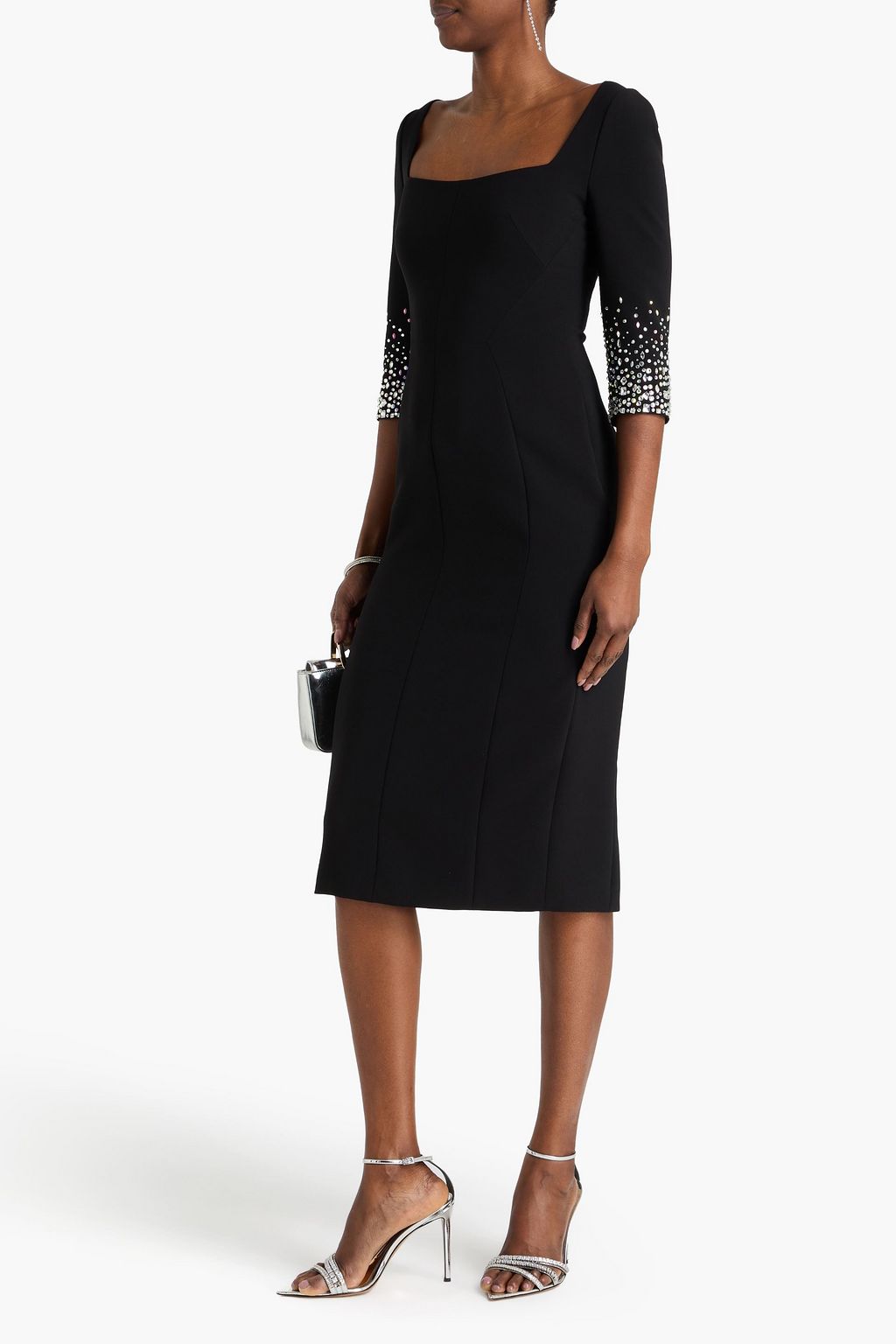 JENNY PACKHAM Crystal-embellished crepe midi dress