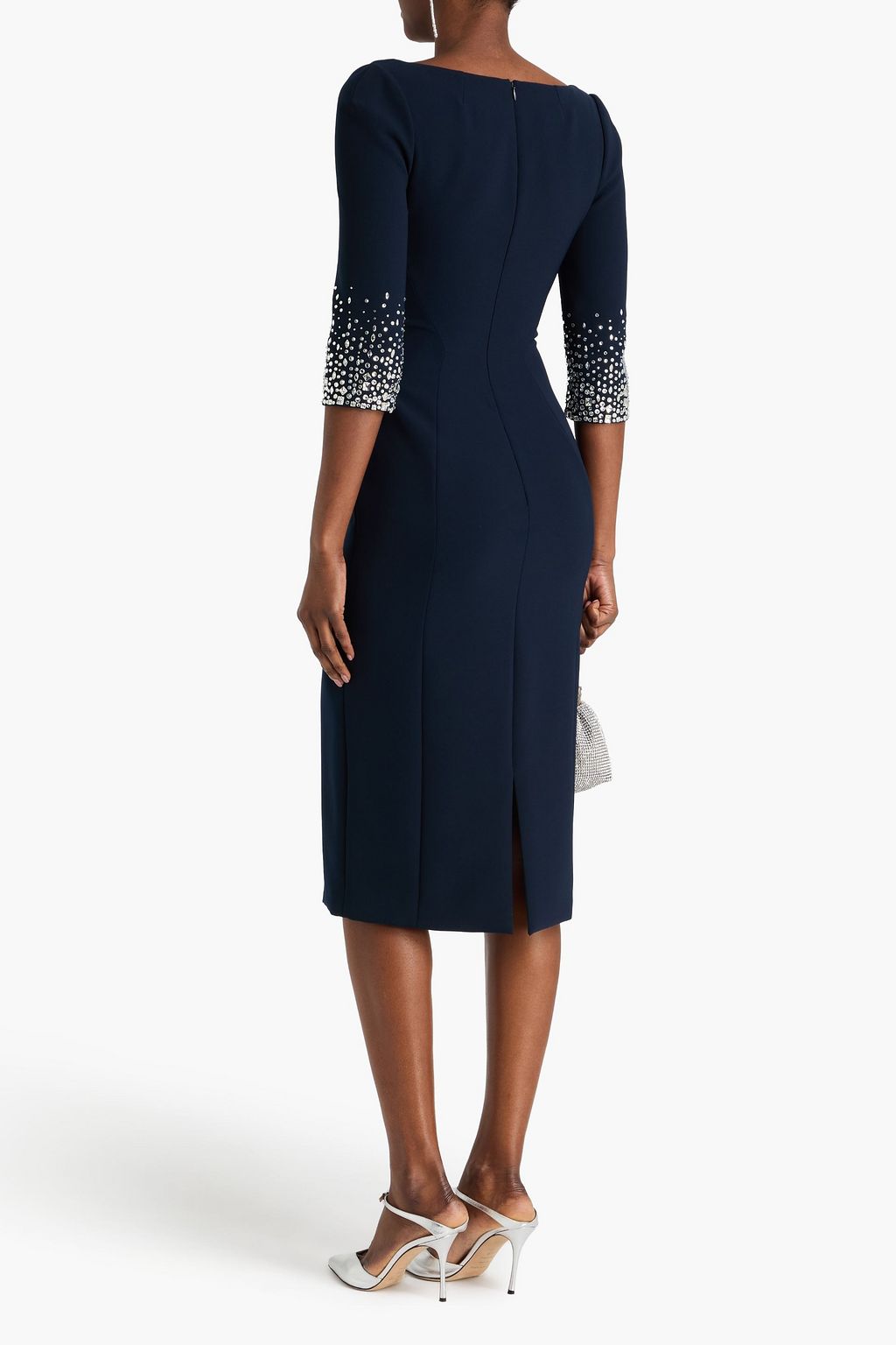 JENNY PACKHAM Crystal-embellished crepe midi dress