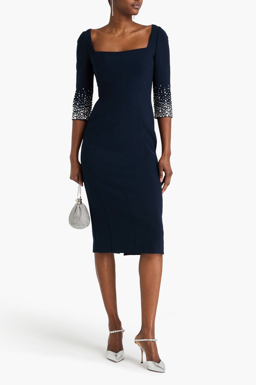 JENNY PACKHAM Crystal-embellished crepe midi dress