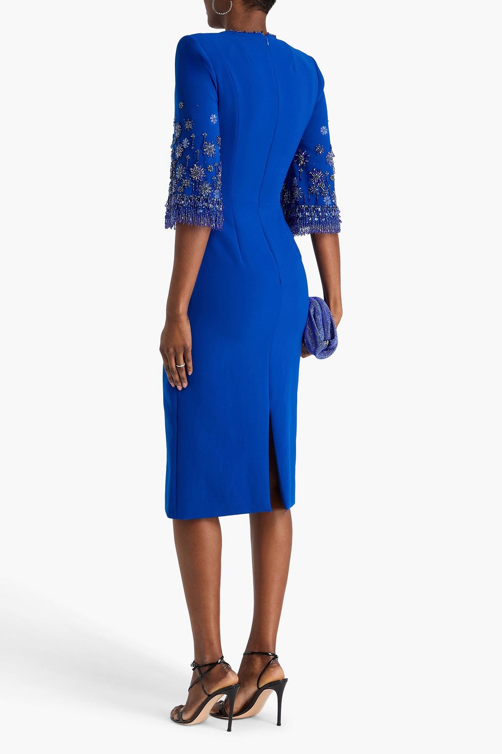 JENNY PACKHAM Embellished cutout crepe midi dress