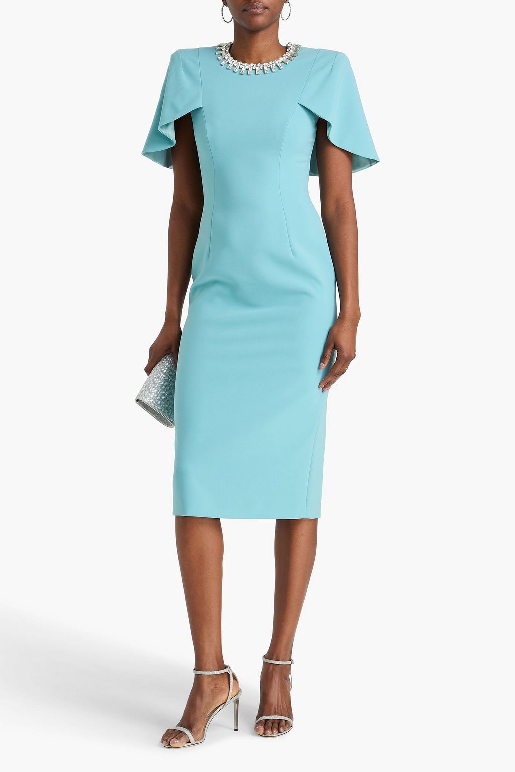 JENNY PACKHAM Crystal-embellished crepe midi dress