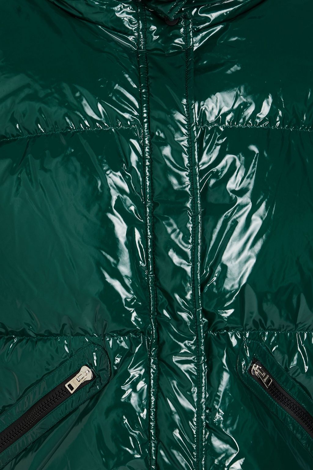 HERNO Cropped glossed quilted shell jacket