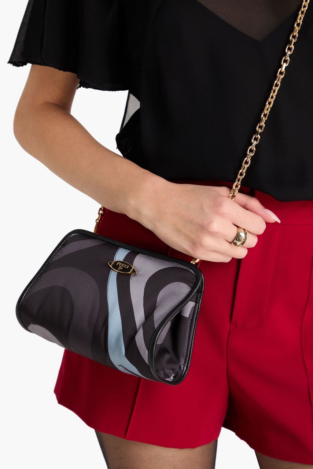 PUCCI Binding printed twill clutch