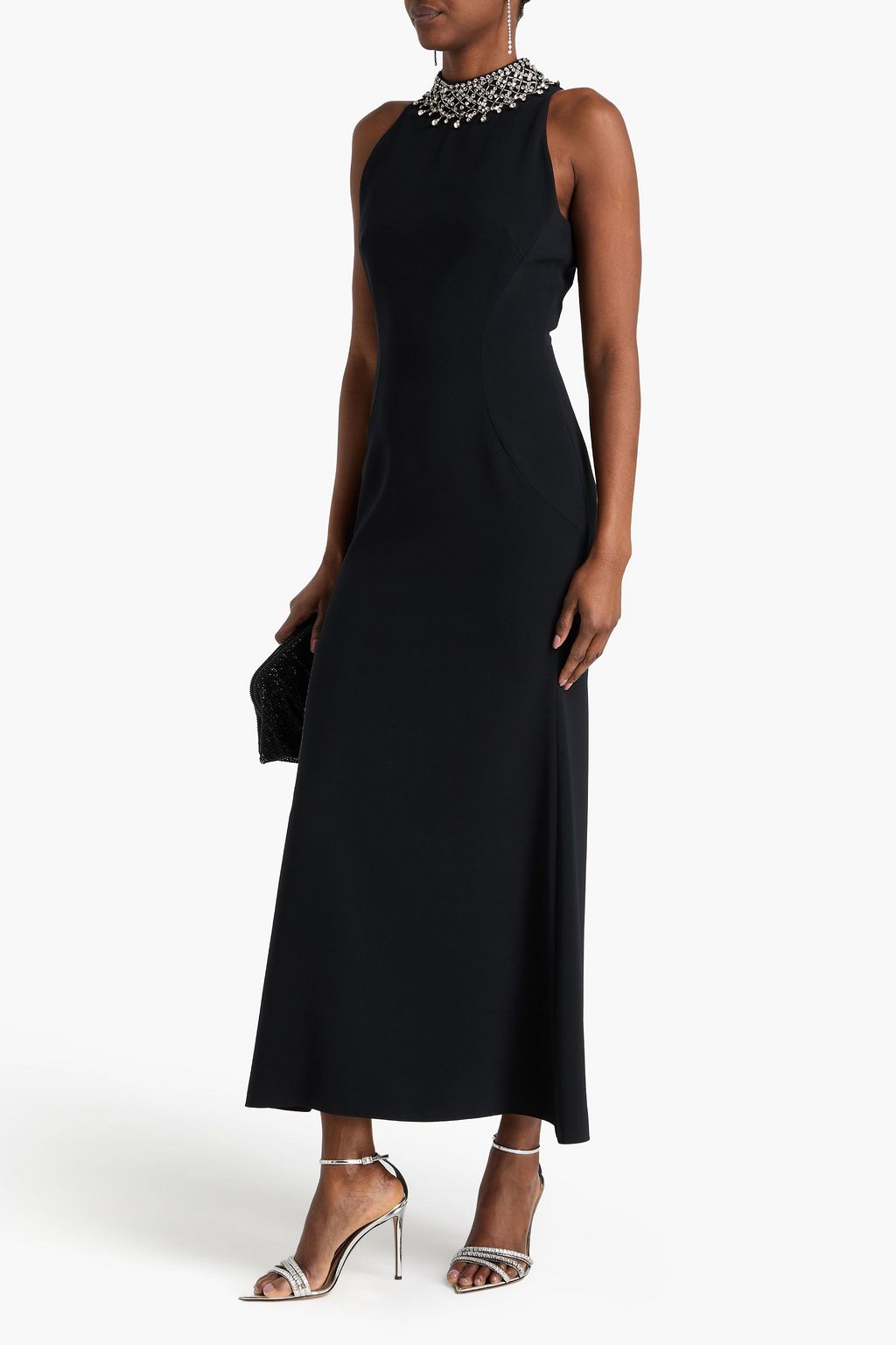 JENNY PACKHAM Crystal-embellished crepe gown