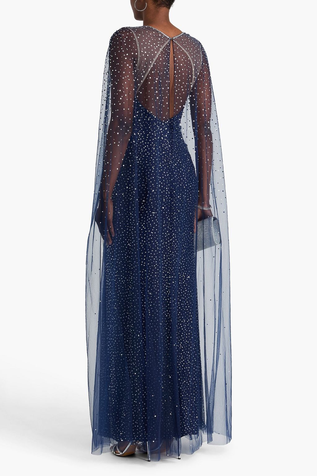JENNY PACKHAM Cape-effect crystal-embellished tulle gown