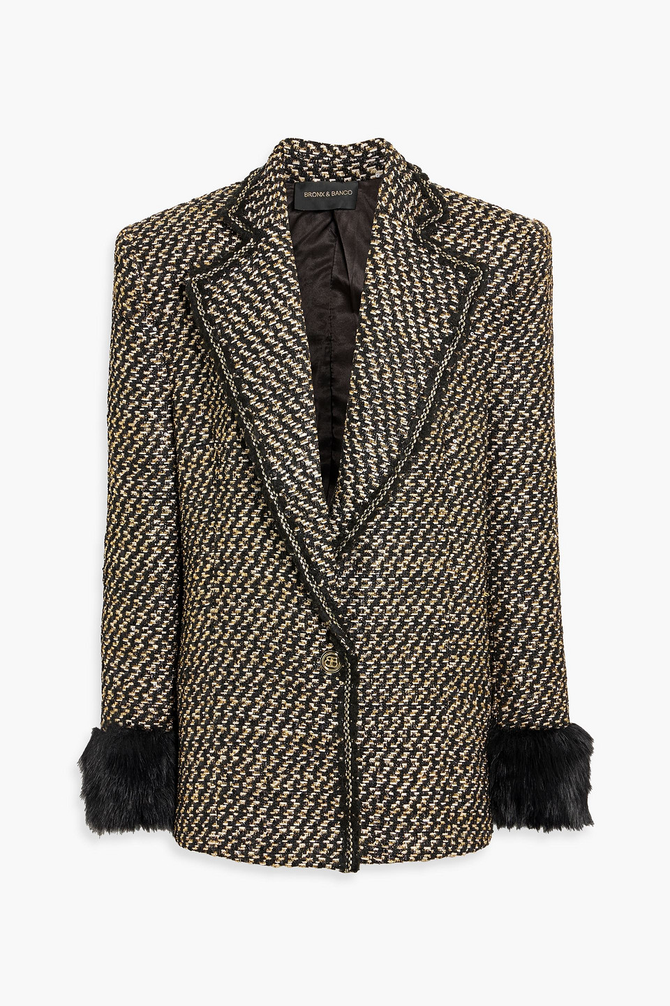 Bronx And Banco Kacey Metallic Tweed Blazer In Black
