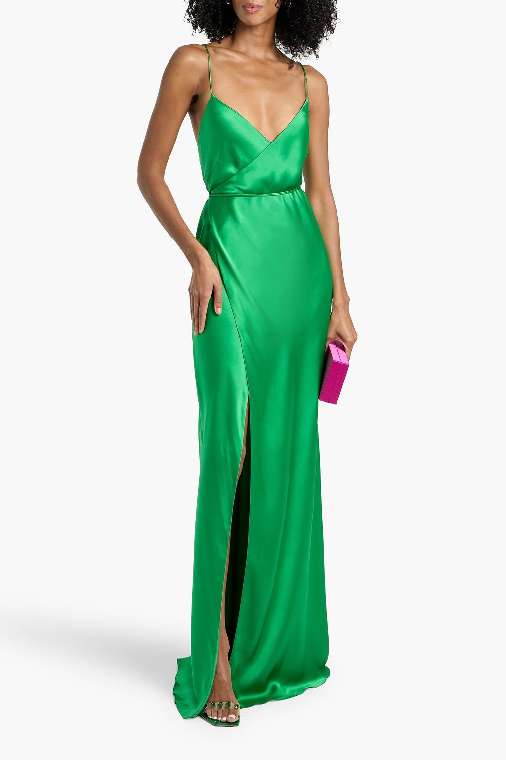 MICHELLE MASON Silk-satin wrap gown