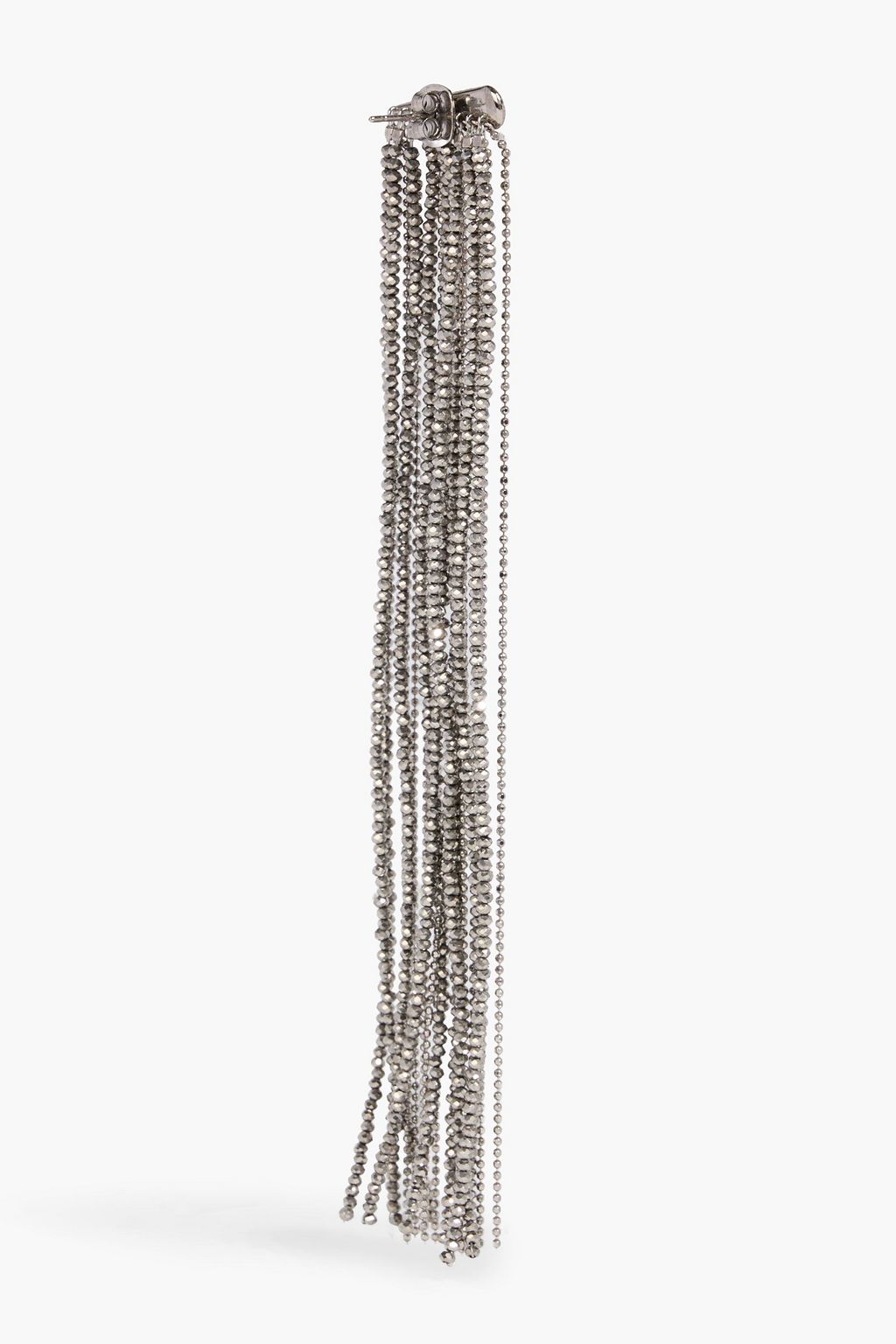 BRUNELLO CUCINELLI Fringed beaded silver-tone earrings