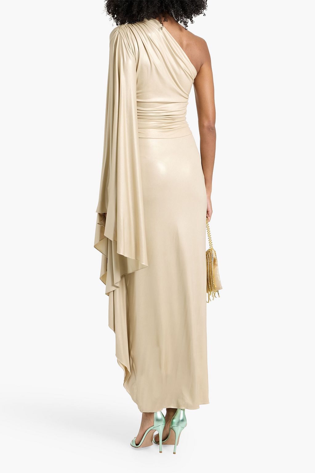 LAPOINTE Draped cutout metallic stretch-jersey gown