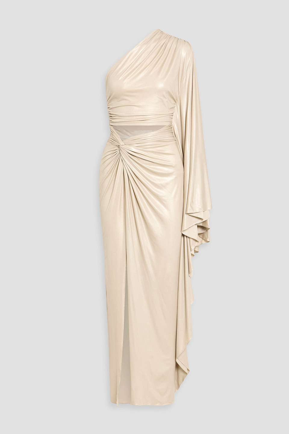 Lapointe Draped Cutout Metallic Stretch-jersey Gown In Neutral