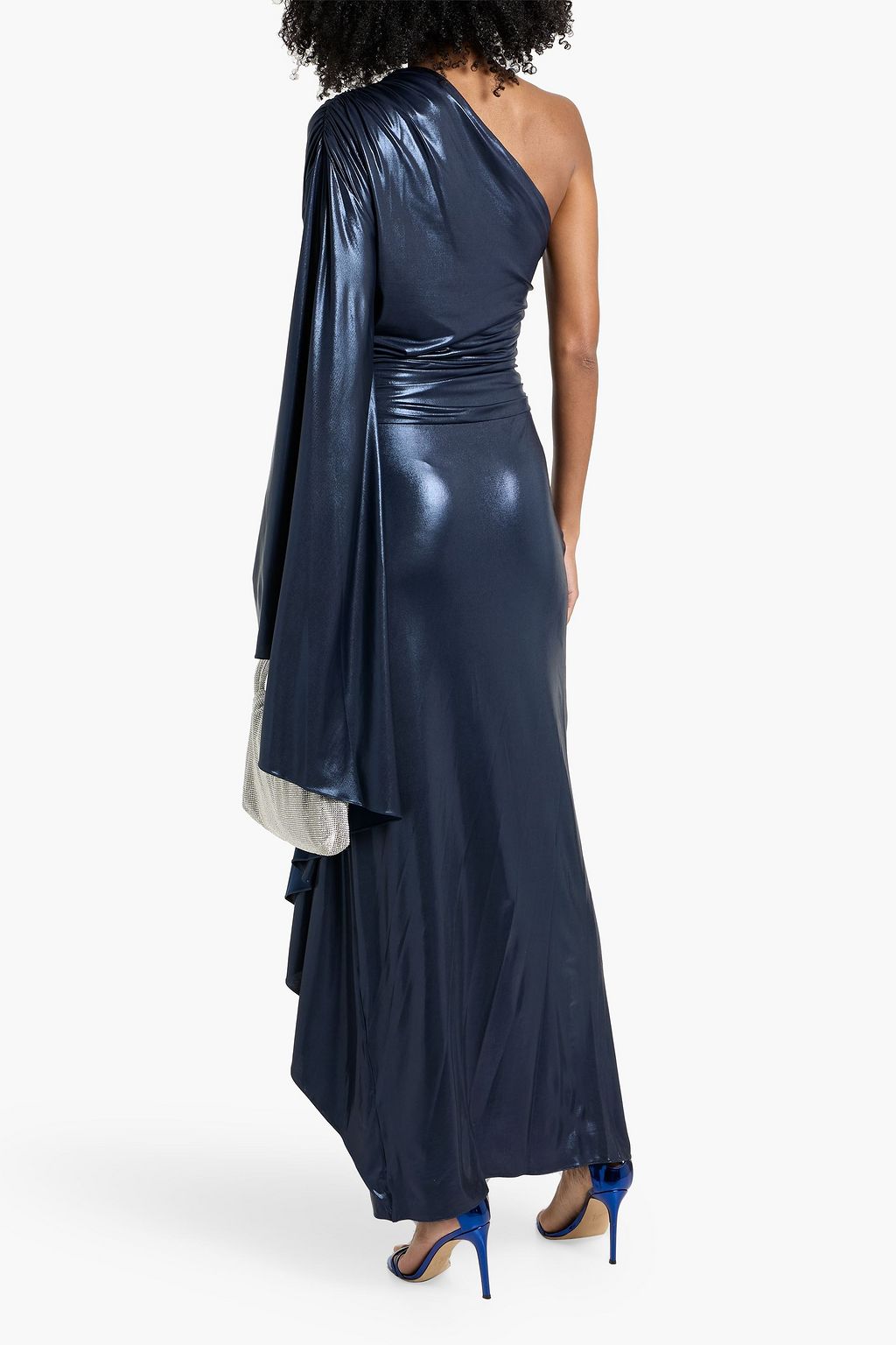 LAPOINTE Draped cutout metallic stretch-jersey gown
