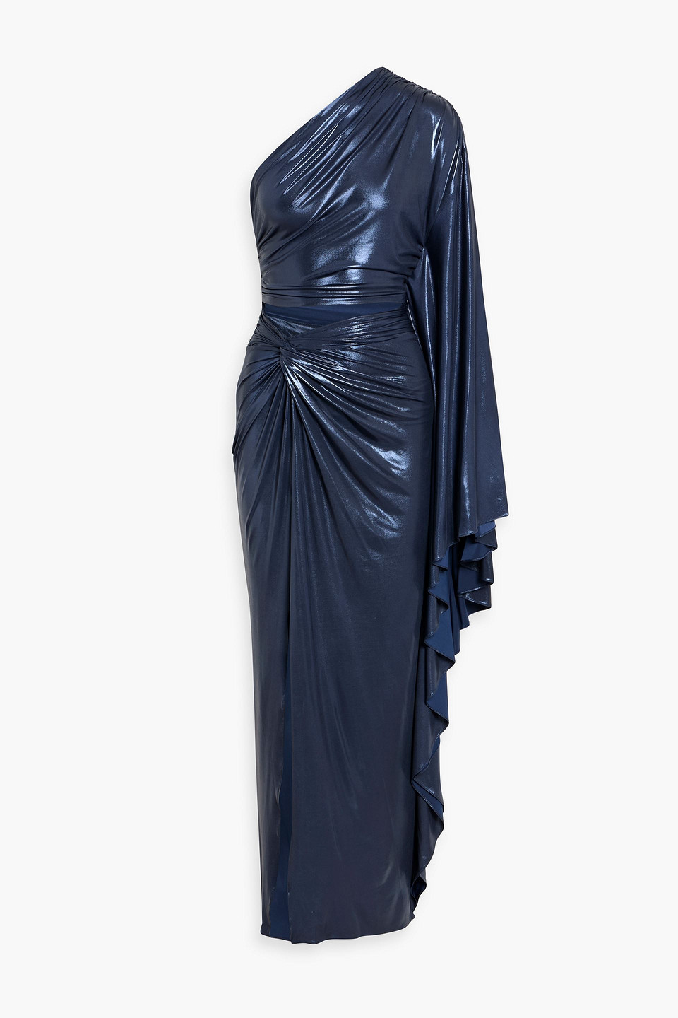 Lapointe Draped Cutout Metallic Stretch-jersey Gown In Blue
