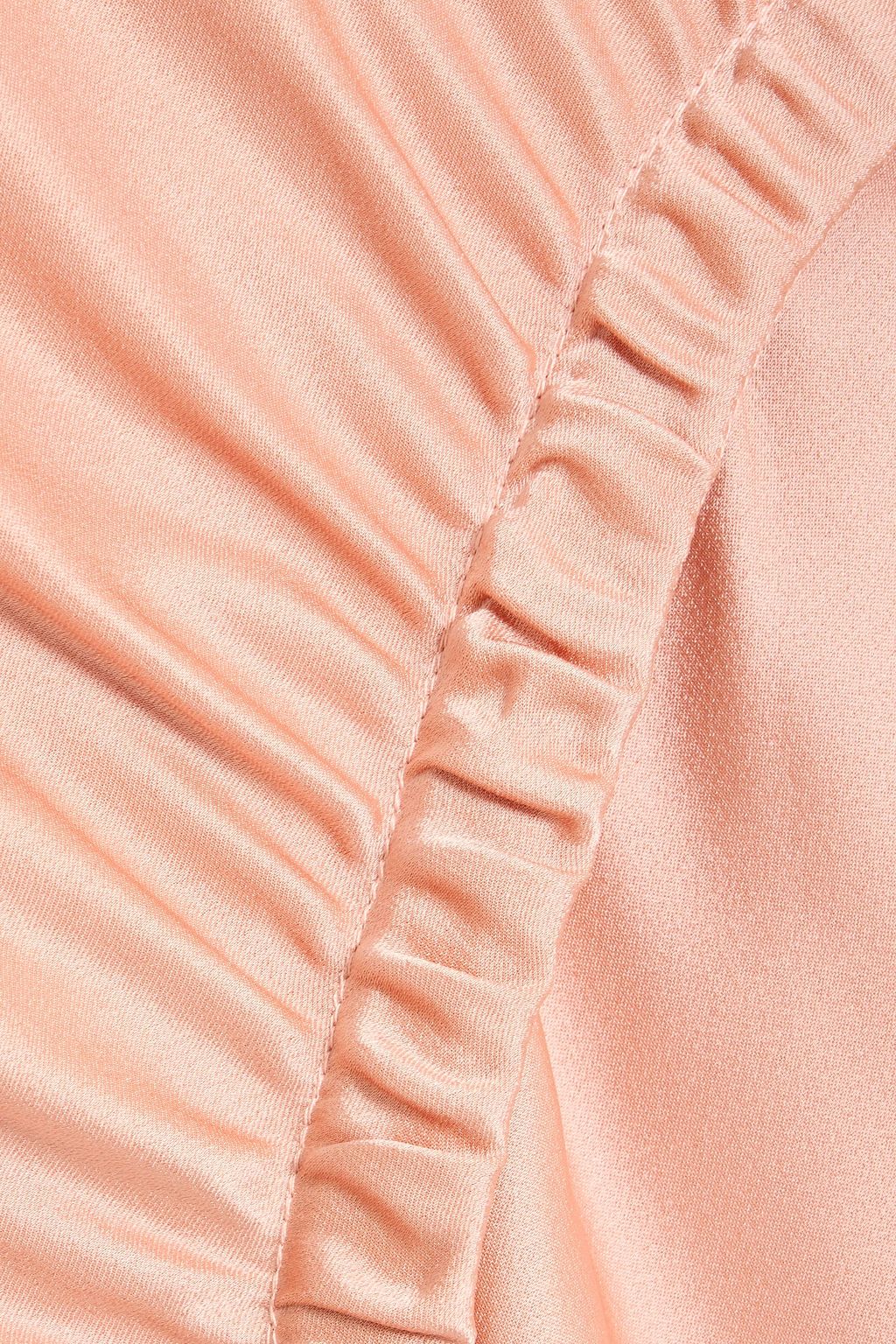 LAPOINTE Ruched satin-crepe midi skirt