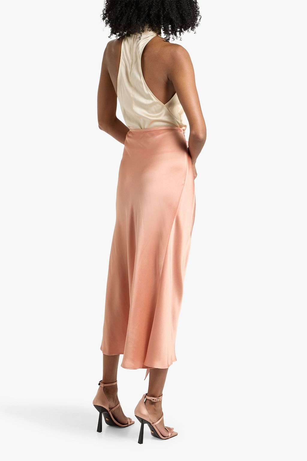 LAPOINTE Ruched satin-crepe midi skirt